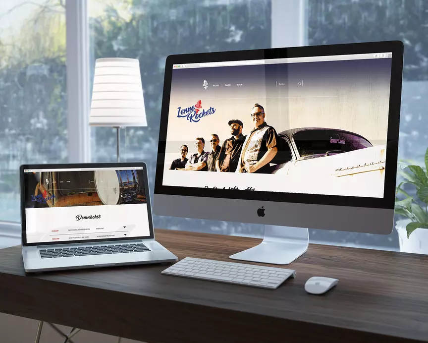 Lenne Rockets Website wird dargestellt auf Desktopcomputer und Laptop