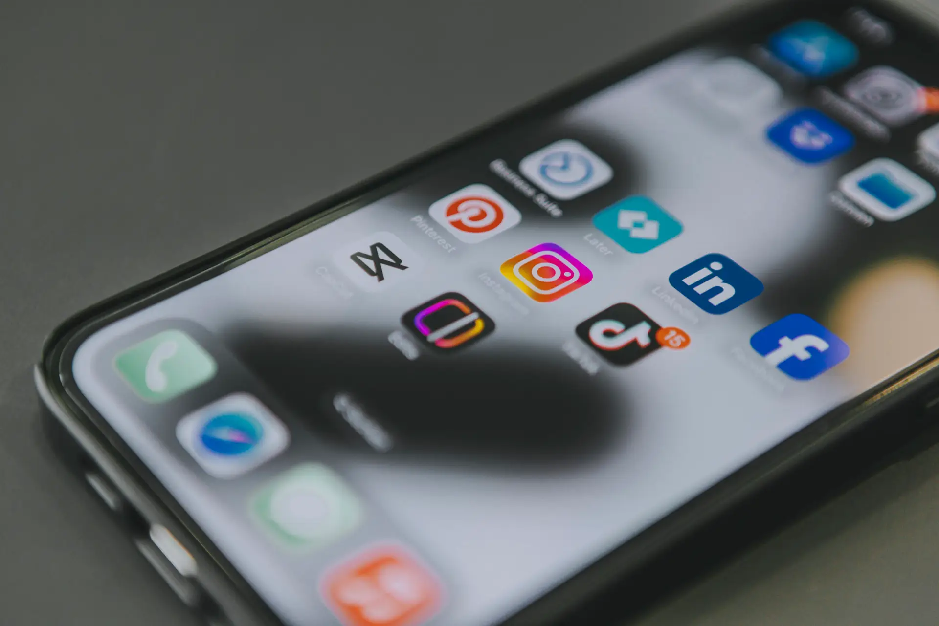 Close Up Social Media Apps auf Smartphone