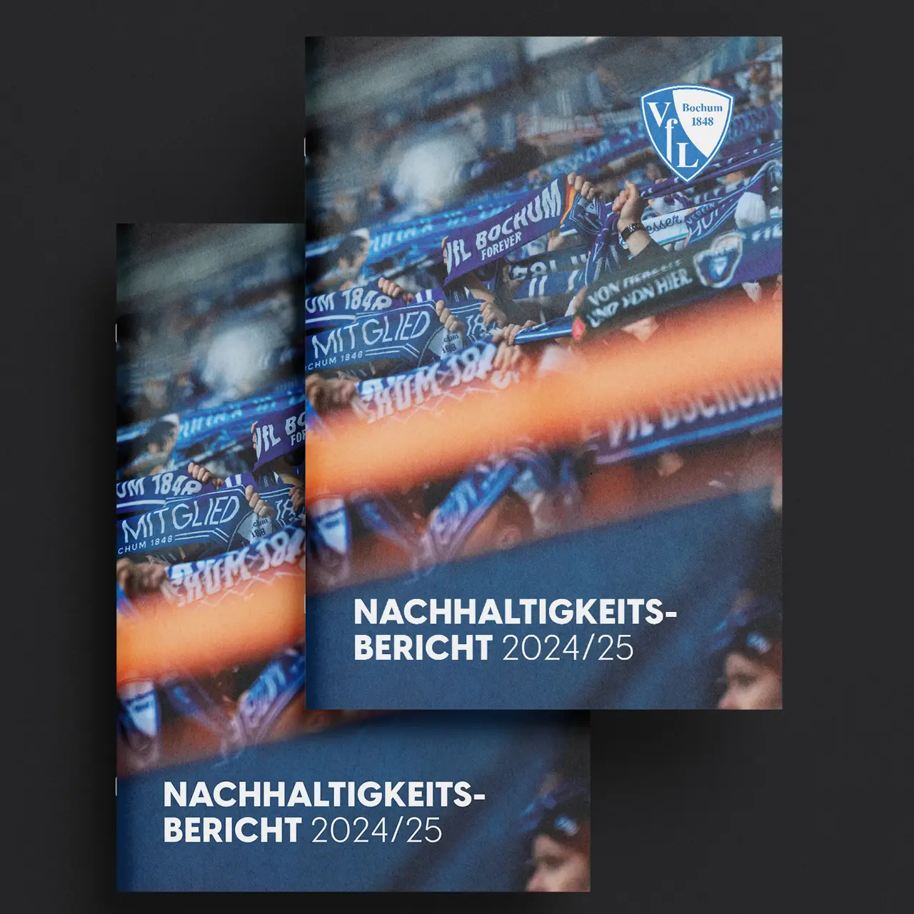 Thumbnail des Nachhaltigkeitsberichts 24/25 des VfL Bochum 1848 mit Fanschal-Motiv